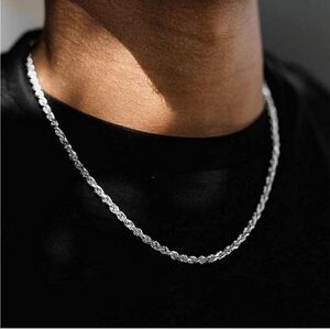 New Solid 925 Sterling Silver 4mm Rope Necklace